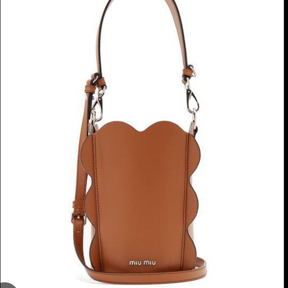Miu Miu Brown Scalloped Bucket Bag